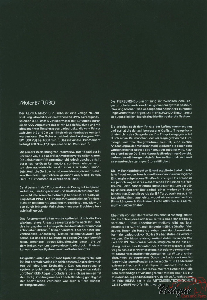 1982 BMW Alpina Brochure Page 10